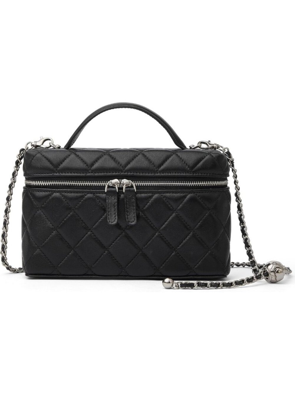 Quilted Top Handle Box Purse for Women | Small Lambskin Crossbody Bag